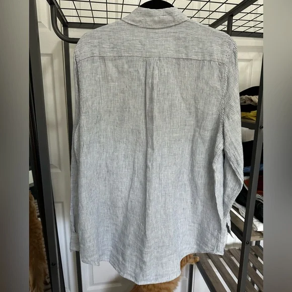 Women’s Linen Striped Blue & White Shirt - Picture 2 of 3